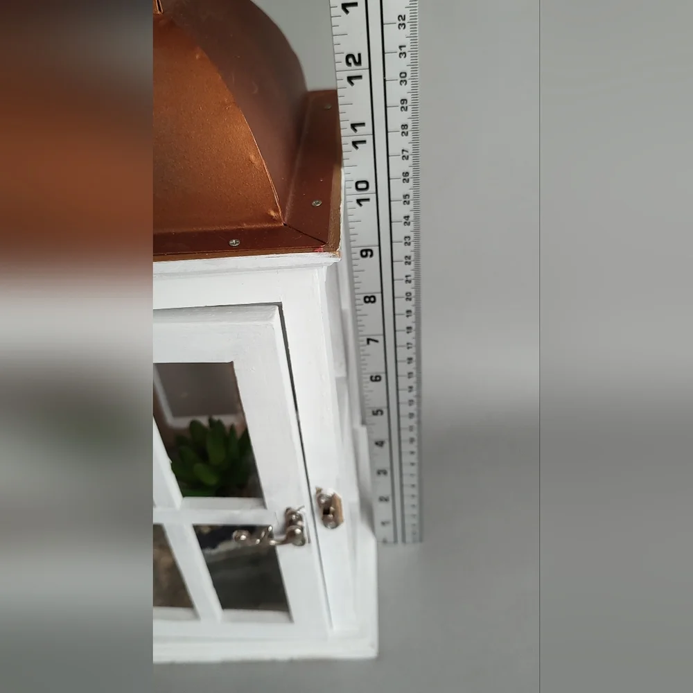 Elements Lantern home decor white and galvanized metal wood good condition - Picture 11 of 11